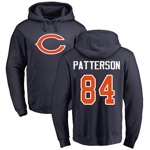 Chicago Bears Men Navy Blue Cordarrelle Patterson Name and Number Logo NFL Football #84 Pullover Hoodie Sweatshirts->chicago bears->NFL Jersey